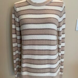 NWT Barefoot Dreams CozyChic Lite Lurex Stripe Pullover Sweater